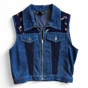 90s Denim Zip Vest – Indie Vintage[M]